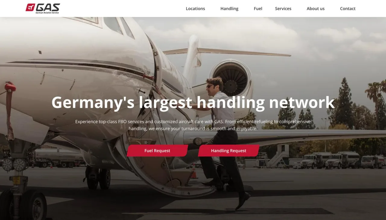 Startseite der Website von GAS German Aviation Service