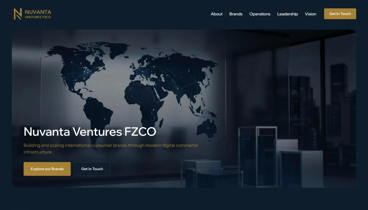 Startseite der Website von Nuvanta Ventures FZCO