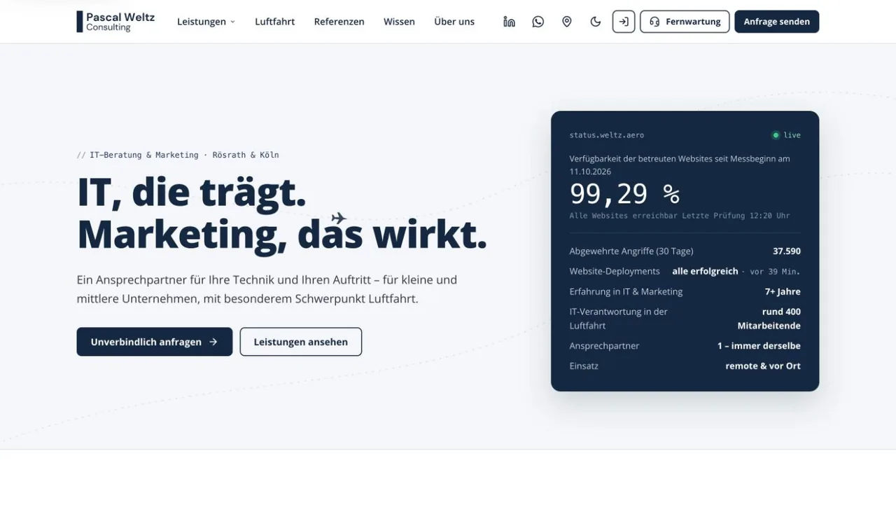 Startseite der Website von Pascal Weltz Consulting